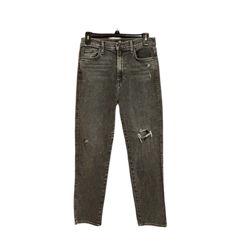 7 for All Mankind Womens High Waist Crop Straight‎ Jeans Stretch Gray Size 29